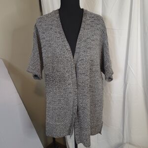 Tahari Women'a Gray/White Marled Open-Front Cardigan Cotton Blend Size XL